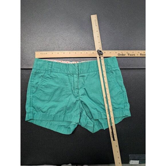 J Crew Shorts Chino Green Broken In 100% Cotton Pockets Casual Women's 0 - Picture 4 of 4